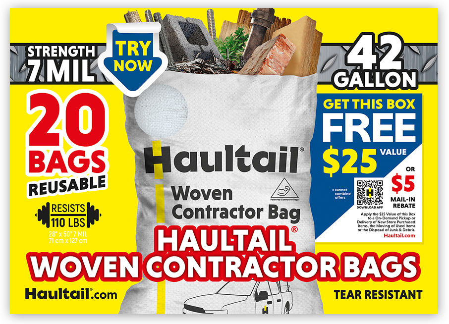 Haultail Woven Contractor-Bag 42-Gallons White Outdoor